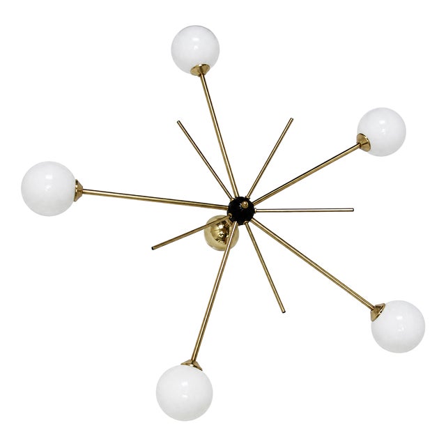 Brass and Glass Chandelier from Stilnovo, 1960s For Sale
