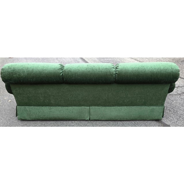 Vintage Skirted Rolled Arm and Rolled Back Velvet Sofa For Sale In Washington DC - Image 6 of 11