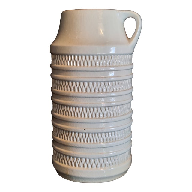 Vintage White Ceramic Vase with Relief Decoration from Carstens Tönnieshof, 1970s For Sale