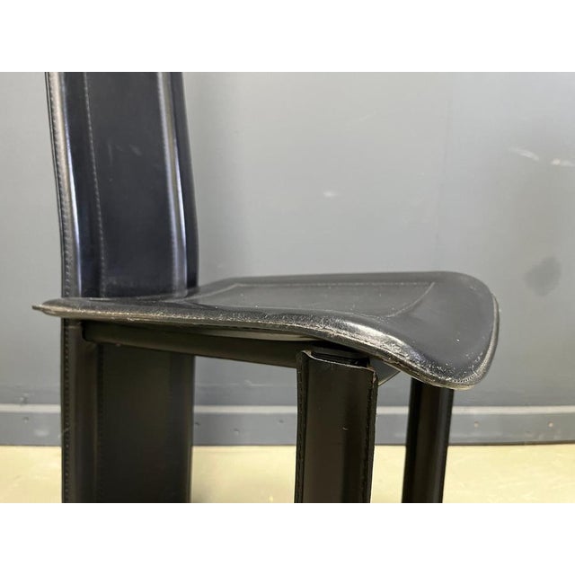 Vintage Black Leather Dining Chairs, 1980s, Set of 6 For Sale - Image 9 of 10