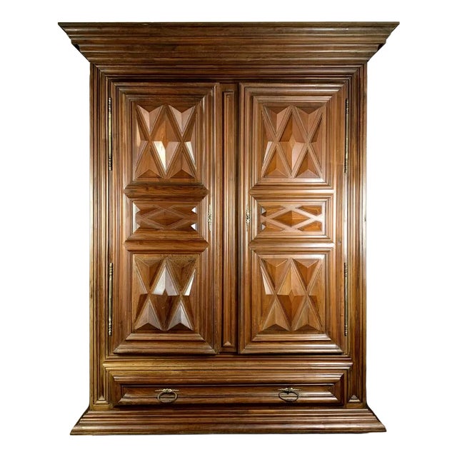 Louis XIII Burgundian Cabinet with Diamond Points For Sale