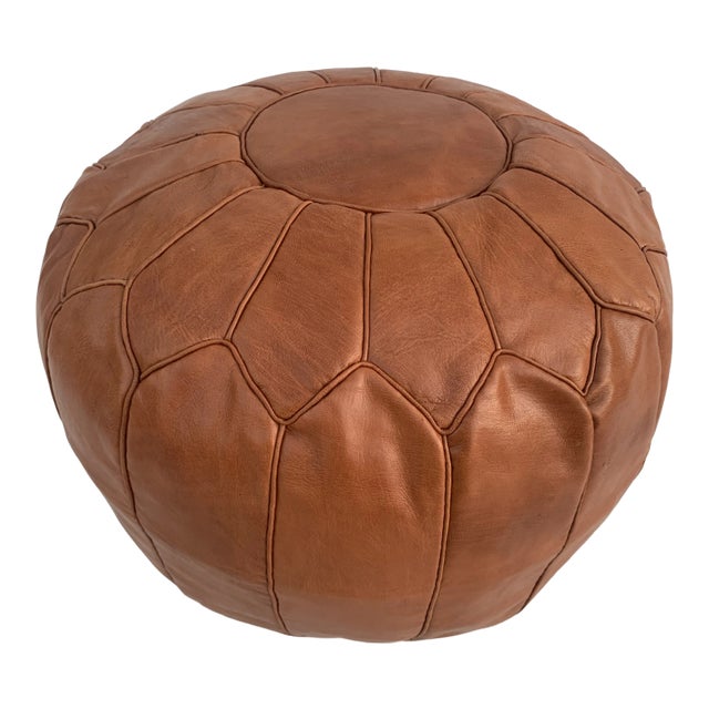 Brown Chocolate Moroccan Leather Pouf Cover For Sale