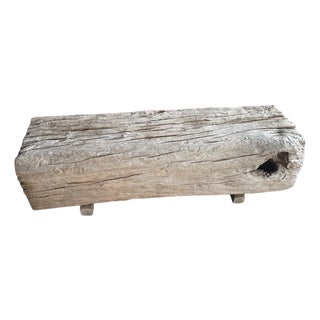 Andrianna Shamaris Teak Wood Log Style Sculptural Bench For Sale