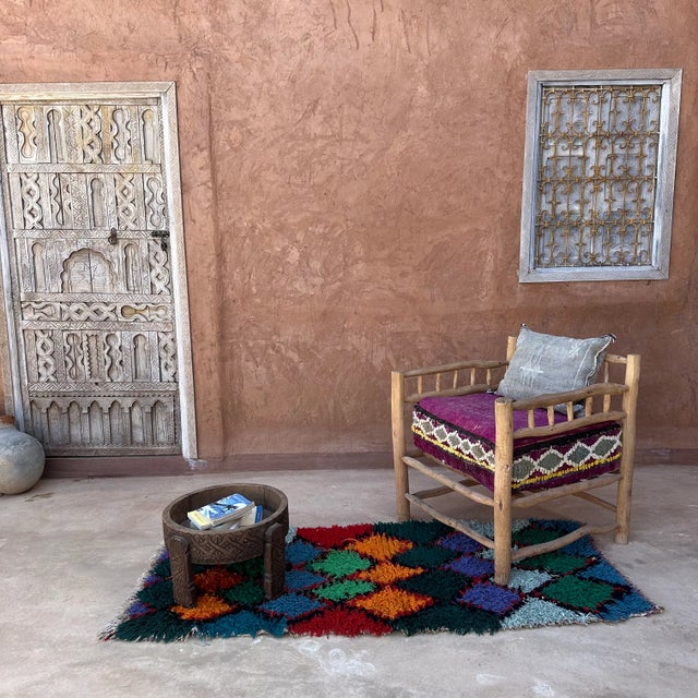 Blue 1980s Moroccan Colorful Vintage Azilal Rug - 2'7" X 5'11" Ft For Sale - Image 8 of 8