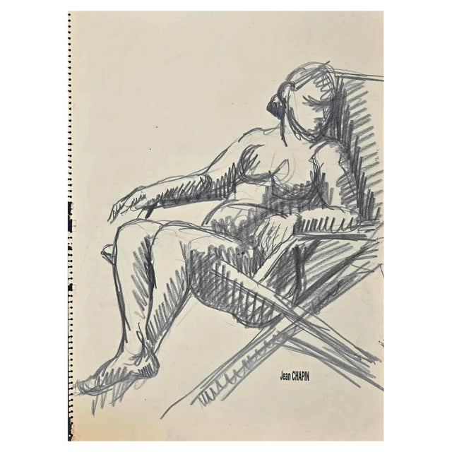 Jean Chapin, Nude of Woman, Pencil Drawing, 1930s For Sale