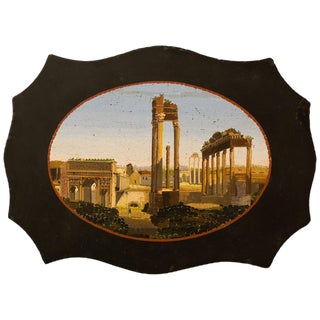 Antique Paperweight in Belgian Marble with Micromosaic Representing the Forum Romanum For Sale