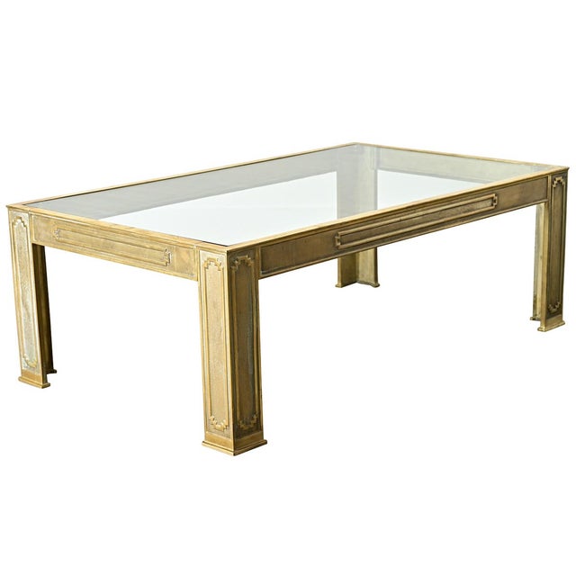 Belgian Vintage Cast Bronze & Glass Coffee Table For Sale - Image 4 of 12