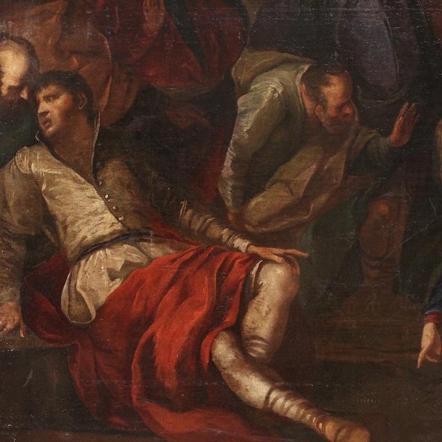 Venetian Artist, Christ and the Adulteress, 1590, Oil on Canvas For Sale - Image 10 of 16