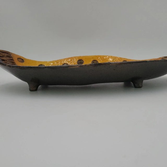 Early 21st Century Lithuanian Artist Neringa Aruliene Ceramic Art Footed Textured Glazed Console Display Bowl For Sale - Image 4 of 13