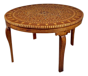 Large 20th Century Moroccan Marquetry Tea Table