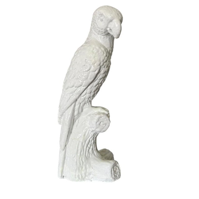 Palm Beach Regency Blanc De Chine White Parrot Statue Sculpture For Sale In West Palm - Image 6 of 7