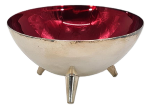 Swedish Decorative Bowl in Silver-Plated Metal and Red Glass from Salvi-Plet, 1960s