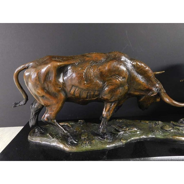 Impressionist Don Hunt "The Exchange" Bulle&bear Bronze Sculpture Beautiful Art Rare! Obo For Sale - Image 3 of 10