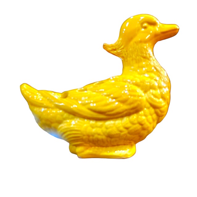 Canary Yellow Original Signed Jean Roger Paris Ceramic Duck Flower Frog Vase | MCM | Made in France For Sale - Image 8 of 12