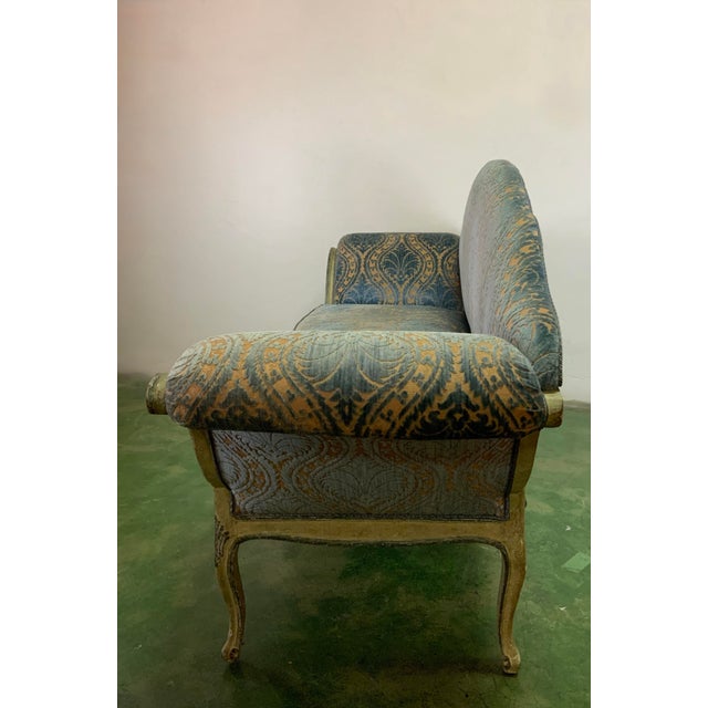 Early 19th Century Venetian Painted Neoclassical Frame W/Velvet Fabric Settee For Sale - Image 13 of 18