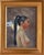 This oil on panel artwork portrays a figure in profile, capturing a serene moment with a focus on the subject's graceful...