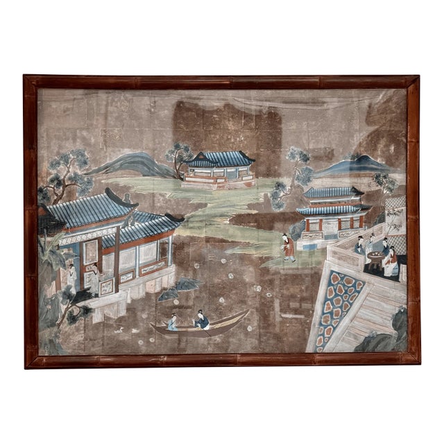 Large Hand-Painted Chinese Wallpaper Painting, China Trade, 18th – Early 19th Century For Sale