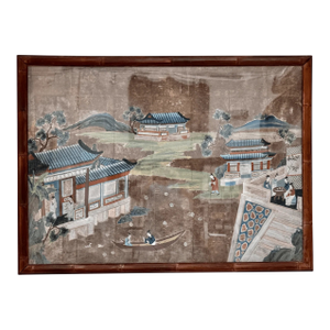 Large Hand-Painted Chinese Wallpaper Painting, China Trade, 18th – Early 19th Century
