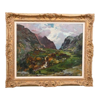 Irish Highlands Landscape Oil Painting in Ornate Frame For Sale