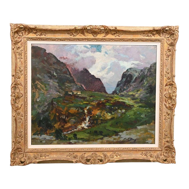 Irish Highlands Landscape Oil Painting in Ornate Frame For Sale