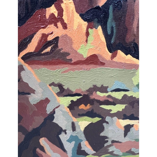 Mid-Century Modern Vintage Framed Southwestern Desert Landscape Oil Painting For Sale - Image 3 of 11