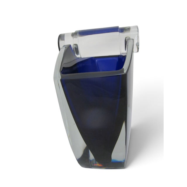 Baccarat Crystal Cobalt Blue Oceanie Kaleidoscope Stopper Sculpture Vase For Sale - Image 9 of 18