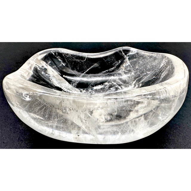 French Modern Carved Rock Crystal Diminutive Organic Bowl This exquisite modern French bowl is masterfully hand-carved...