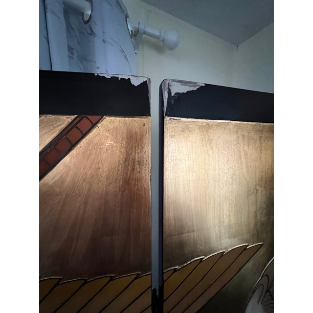 1980s 1980 Gold & Pink Birds Room Divider For Sale - Image 5 of 6