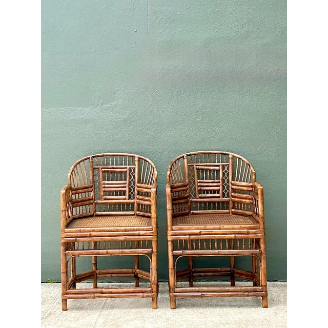 Wood Vintage Brighton Pavillion Rattan Chairs - A Pair For Sale - Image 7 of 18
