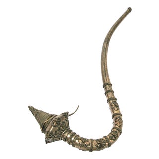 Asian Metal Filigree Opium Pipe, Silver Plate, Chinoiserie Style, 1920 For Sale