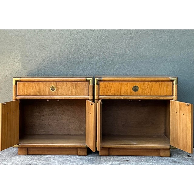 Vintage Drexel Campaign Nightstands - A Pair For Sale - Image 9 of 12