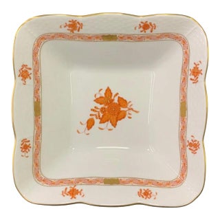 1960s Herend - Chinese Bouquet in Rust Square Dish For Sale