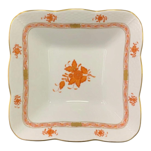 1960s Herend - Chinese Bouquet in Rust Square Dish