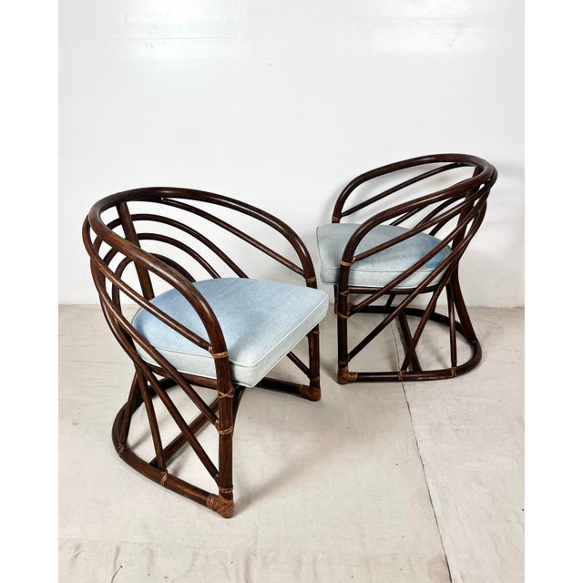 Vintage Round Bent Rattan Chairs- A Pair For Sale - Image 4 of 12