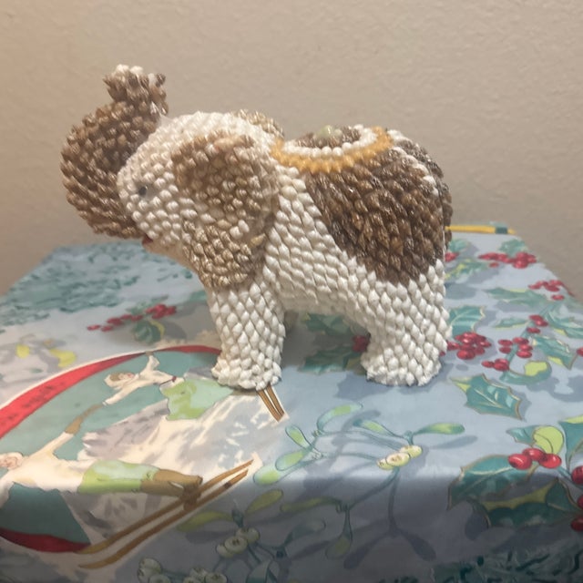 Shell Mid-Century Whimsical Sea Shell Encrusted Lucky Elephant Folk Art Sculpture For Sale - Image 7 of 12