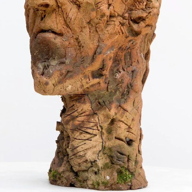 Expressionist Ceramic Head Sculpture in Refractory Stoneware, 2010s For Sale - Image 12 of 16