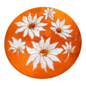 Sasha Brastoff California Mid-Century Modern Floral Daisies Enamel on Copper Hanging Plate