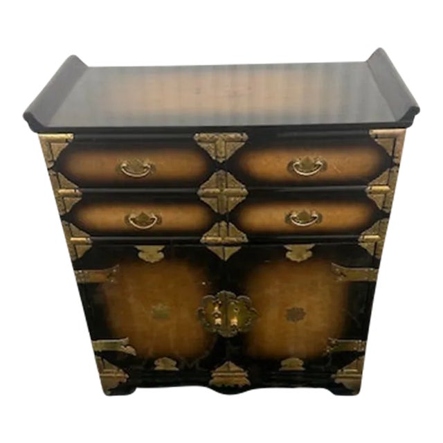 1920s Black & Gold Accent Chest For Sale