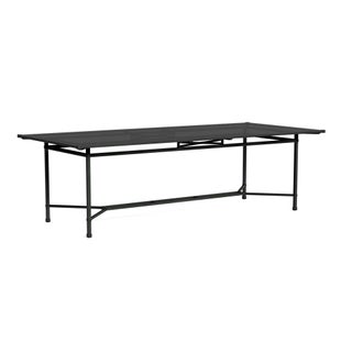 Brown Jordan Venetian 44" x 98" Dining Table - Glass Umbrella Top in Black Jade For Sale