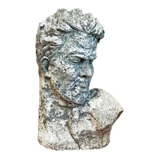Vintage Weathered Stone Bust Wall Sculpture For Sale
