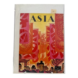 1930 Original Asia Cover, July, Frank McIntosh Art Deco, Matted For Sale