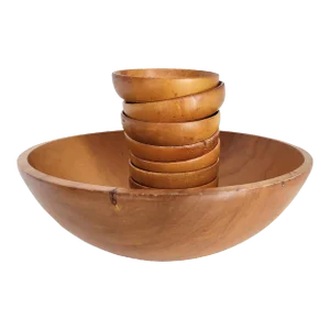 Vintage Baribo Craft Maple Wood Bowls, 9 Piece Set