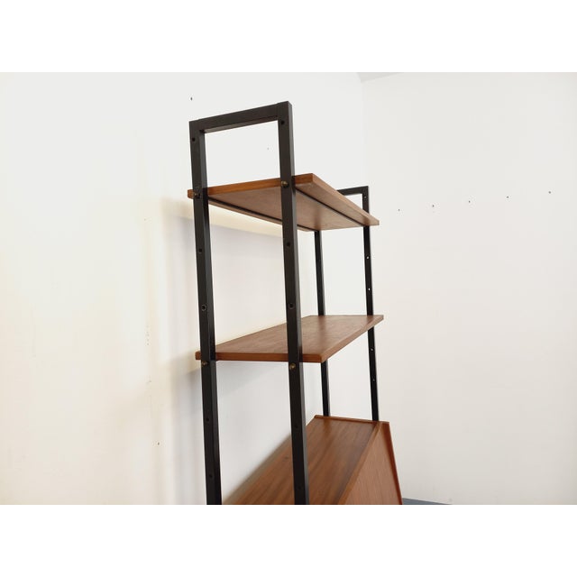Vintage Modular Secretary Desk Bookcase in Teak and Metal, 1970s For Sale - Image 3 of 18