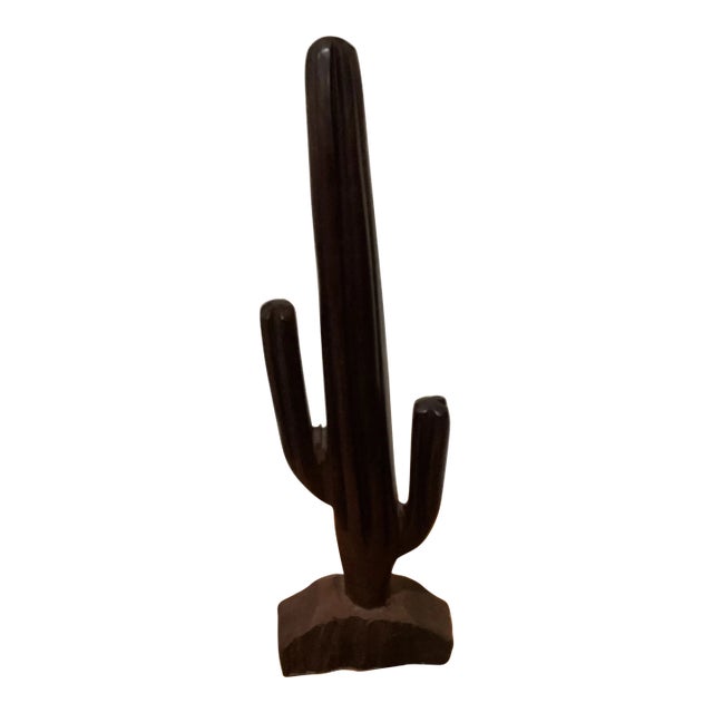 Mid 20th Century Ironwood Saguaro Tree Hand Carved Cactus Statue For Sale