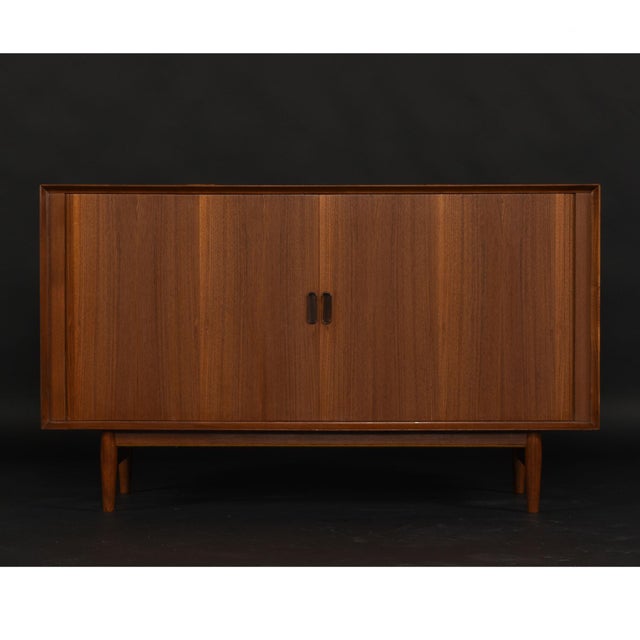 Mid-Century Modern Arne Vodder for Sibast Danish Teak Tambour Door Stereo Cabinet For Sale - Image 3 of 18