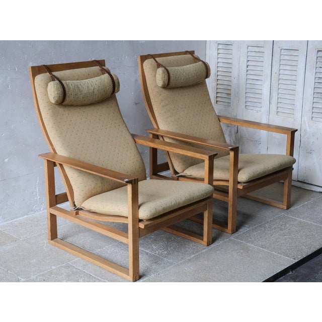 Mid-Century Modern Set of Model 2254 Sled Lounge Chairs in Oak by Børge Mogensen, 1950s For Sale - Image 3 of 11