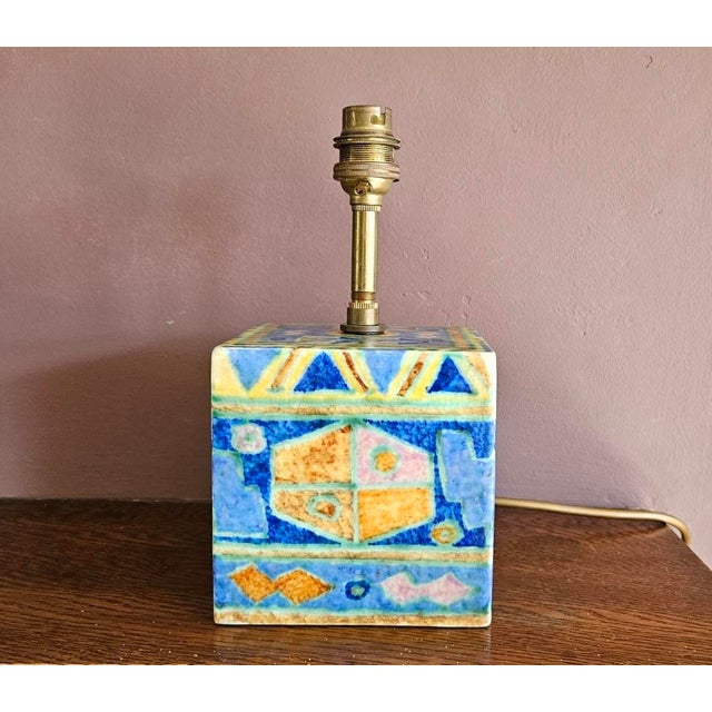 Ceramic Art Deco Mattajade Geometric Lamp Base from Crown Devon, 1930s For Sale - Image 7 of 8