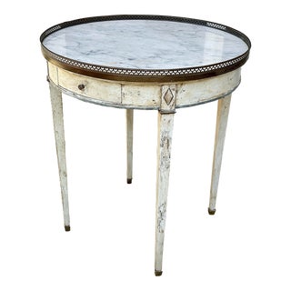 Round French Side Table With Marble Top For Sale