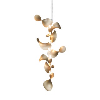 Dune 8 Vertical Cluster Pendant Light with Shades in Gold Metallic Tone by Daniel Becker for Moss Objects For Sale