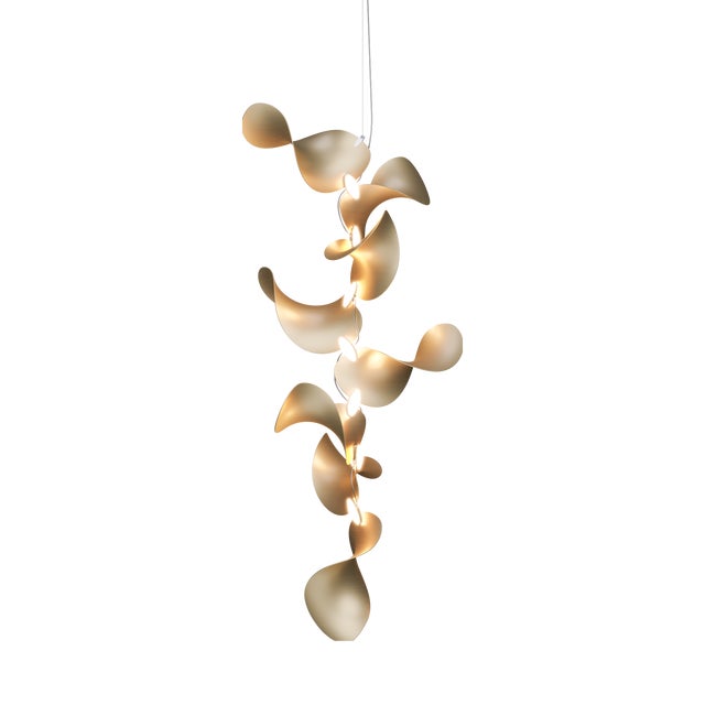 Dune 8 Vertical Cluster Pendant Light with Shades in Gold Metallic Tone by Daniel Becker for Moss Objects For Sale